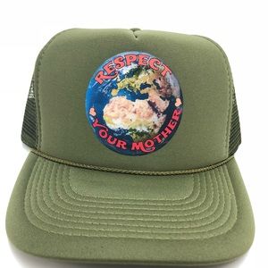 Respect your Mother Earth olive green trucker hat